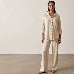 Free People Beach Channel Ribbed Cotton Lounge Set Size Medium